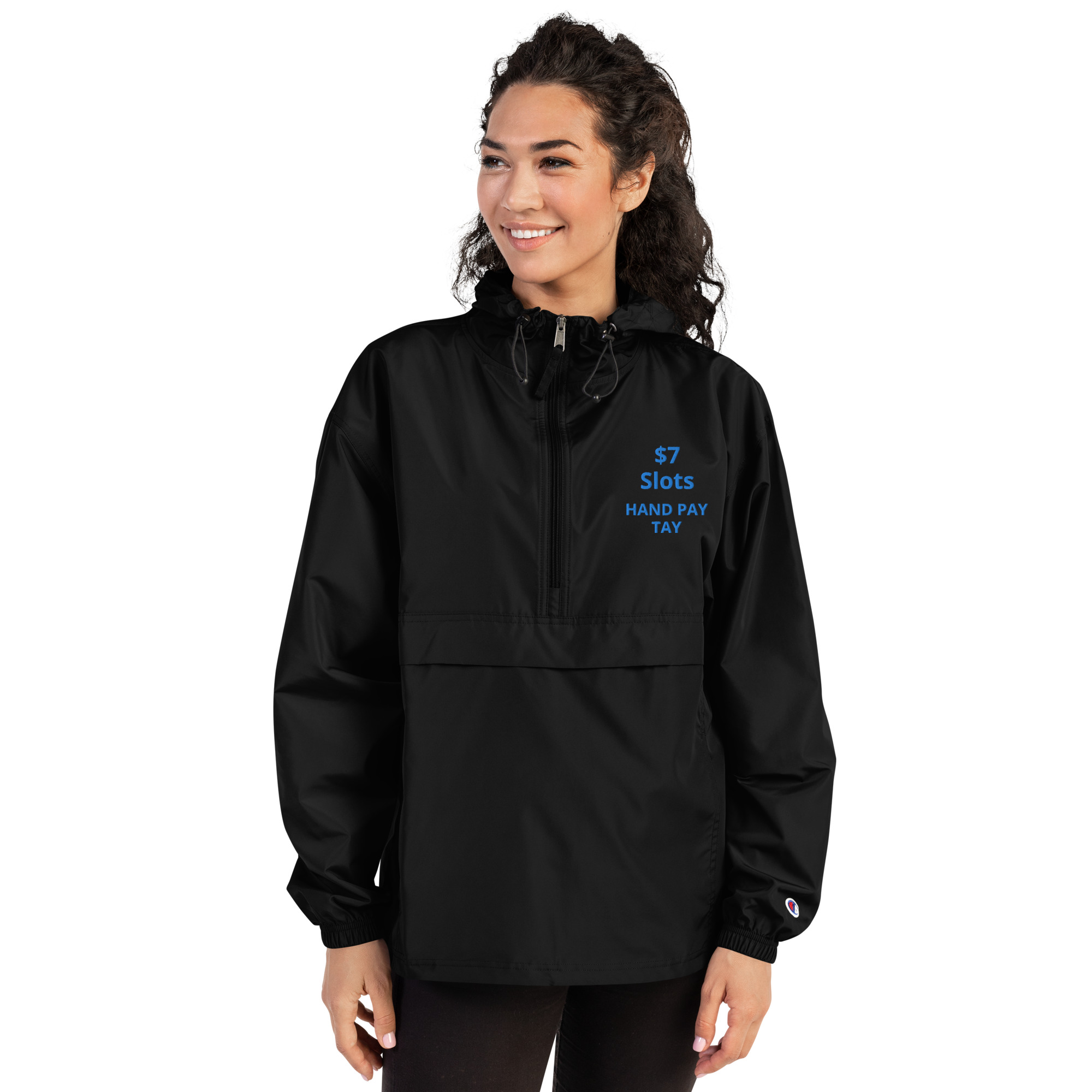 $7 Slots - Hand Pay Tay Embroidered Champion Packable Jacket - Image 3