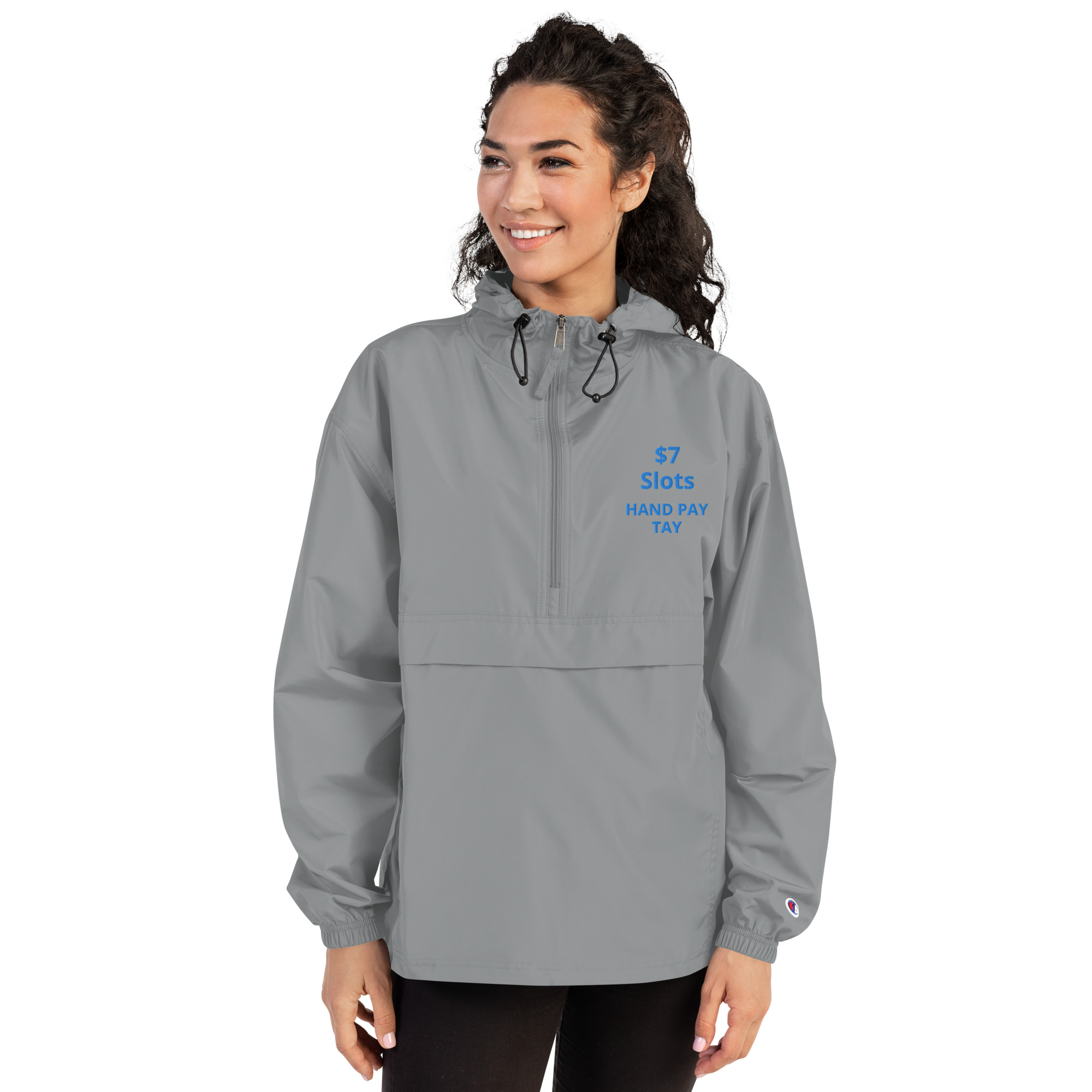 $7 Slots - Hand Pay Tay Embroidered Champion Packable Jacket - Image 8