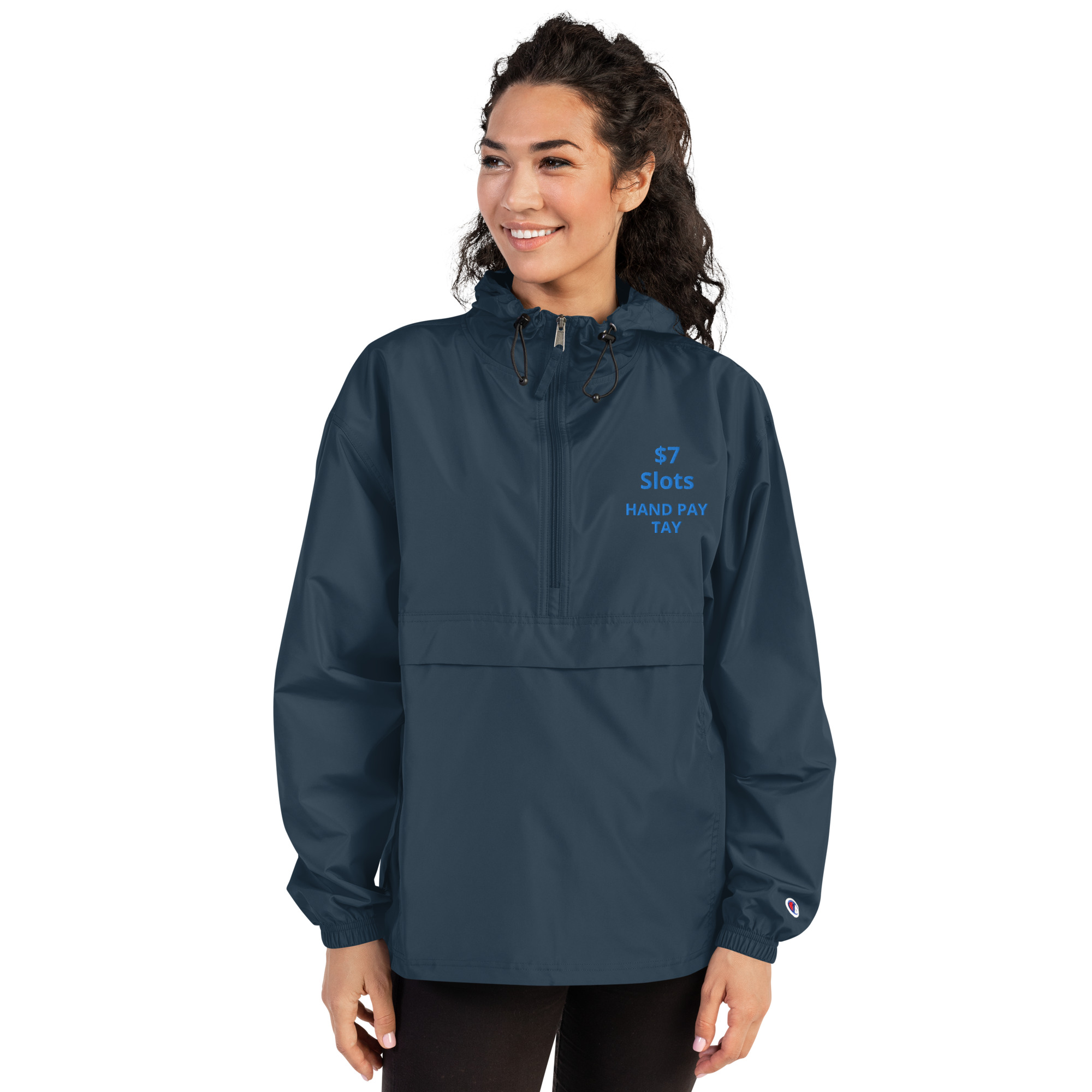 $7 Slots - Hand Pay Tay Embroidered Champion Packable Jacket - Image 5