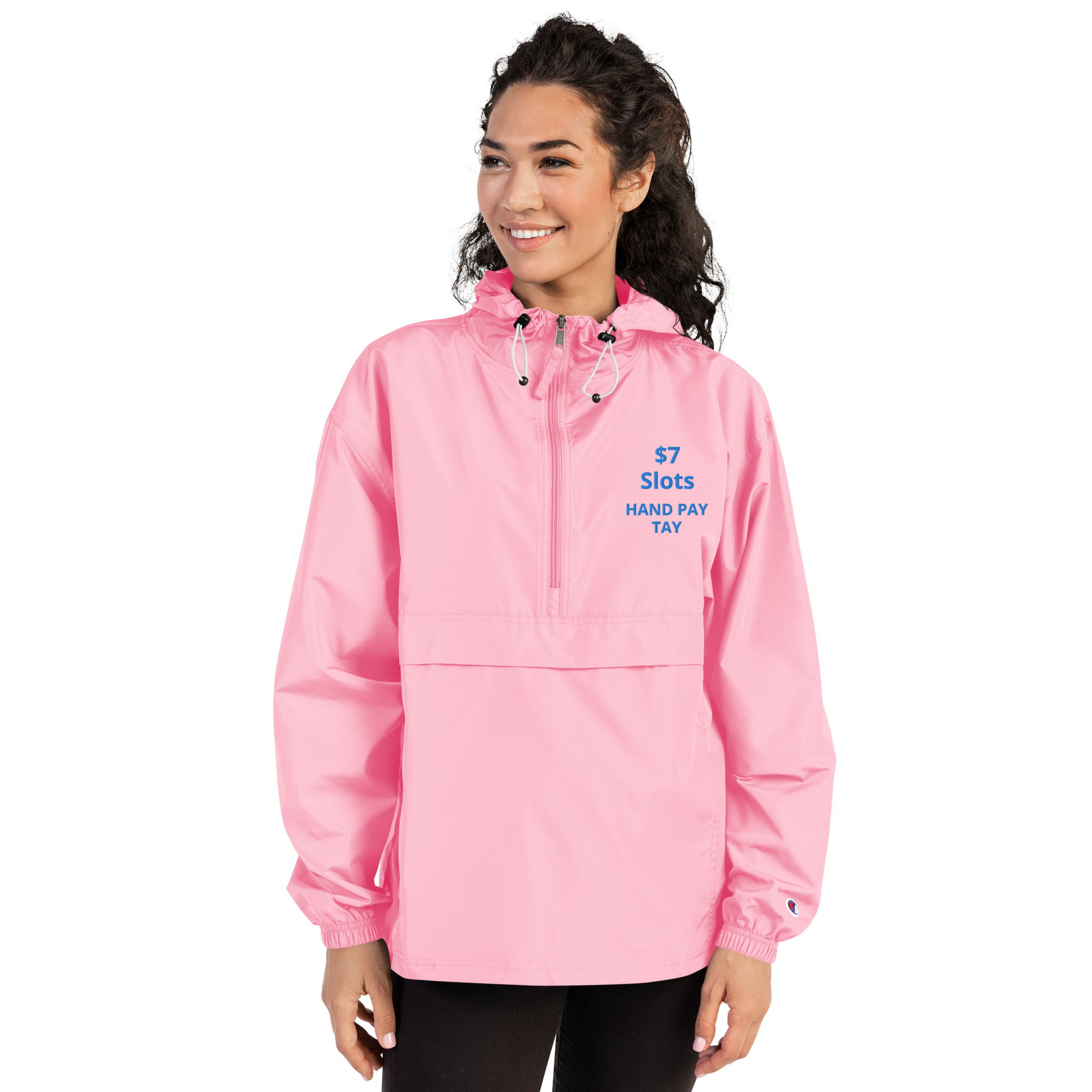 $7 Slots - Hand Pay Tay Embroidered Champion Packable Jacket - Image 10