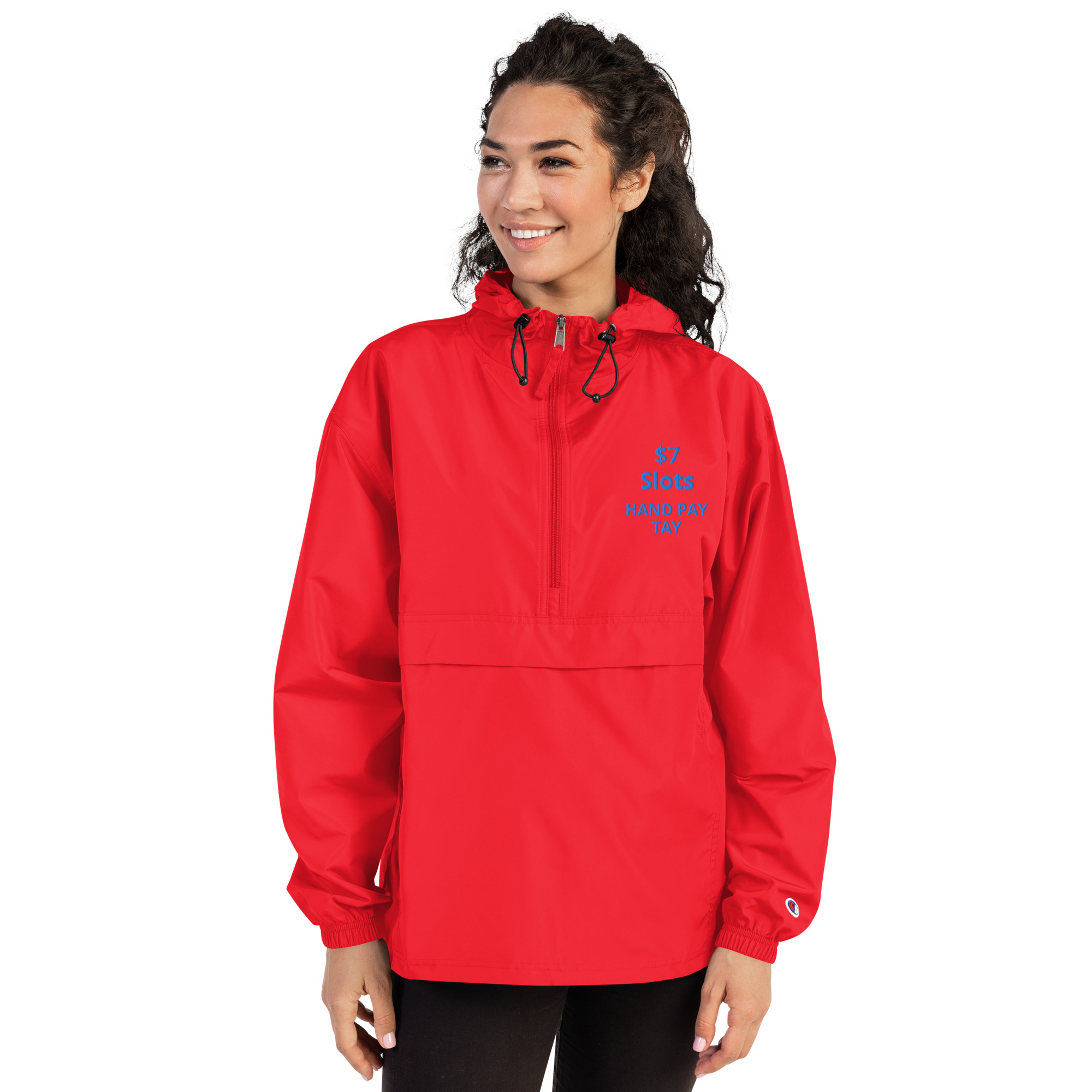 $7 Slots - Hand Pay Tay Embroidered Champion Packable Jacket - Image 6