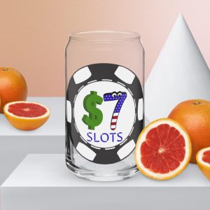 $7 Slots Poker Chip Logo Can-shaped glass
