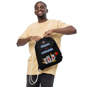 Us against the machines Organic cotton drawstring bag