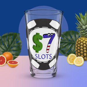$7 Slots Poker Chip Logo Shaker pint glass