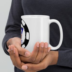 $7 Slots Poker Chip Logo White glossy mug