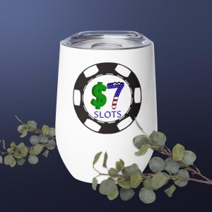 $7 Slots Poker Chip Logo Wine tumbler