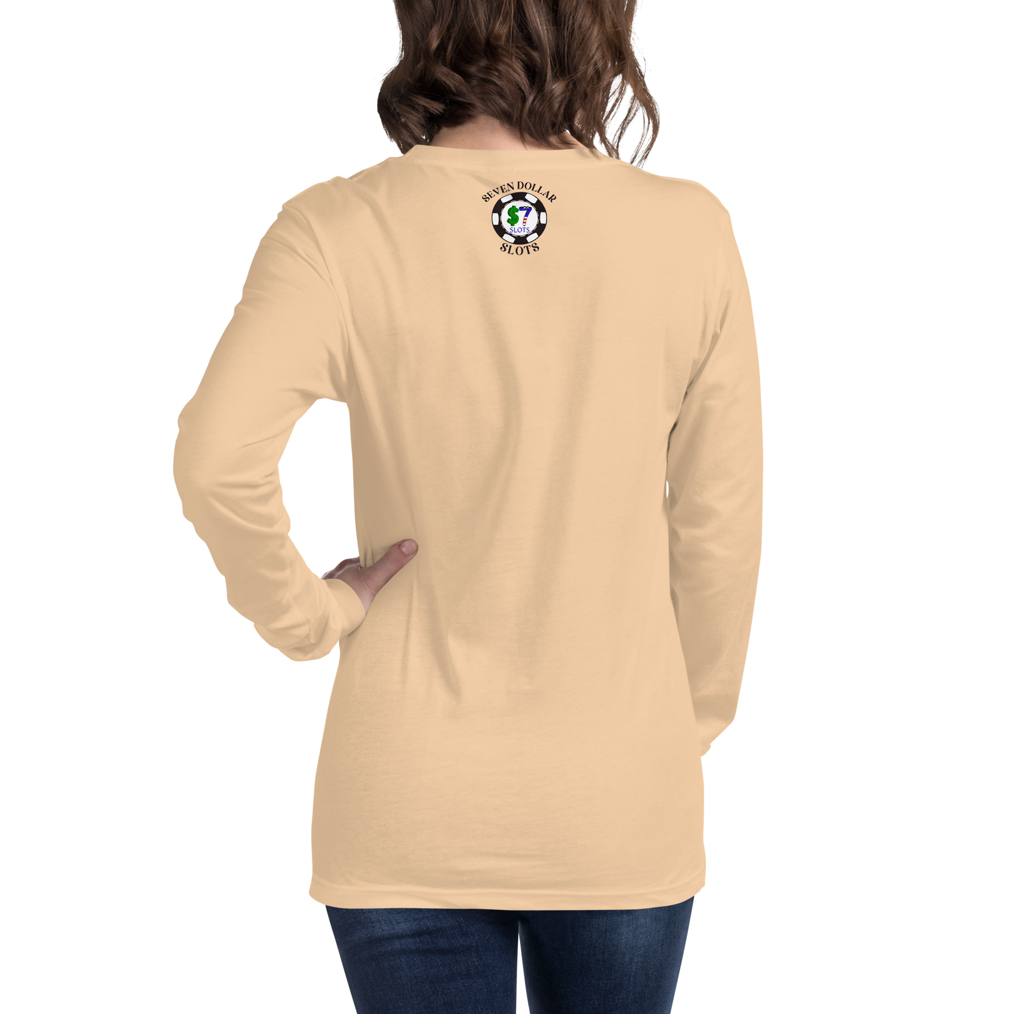 $7 Slots Poker Chip Logo Unisex Long Sleeve Tee - Image 4