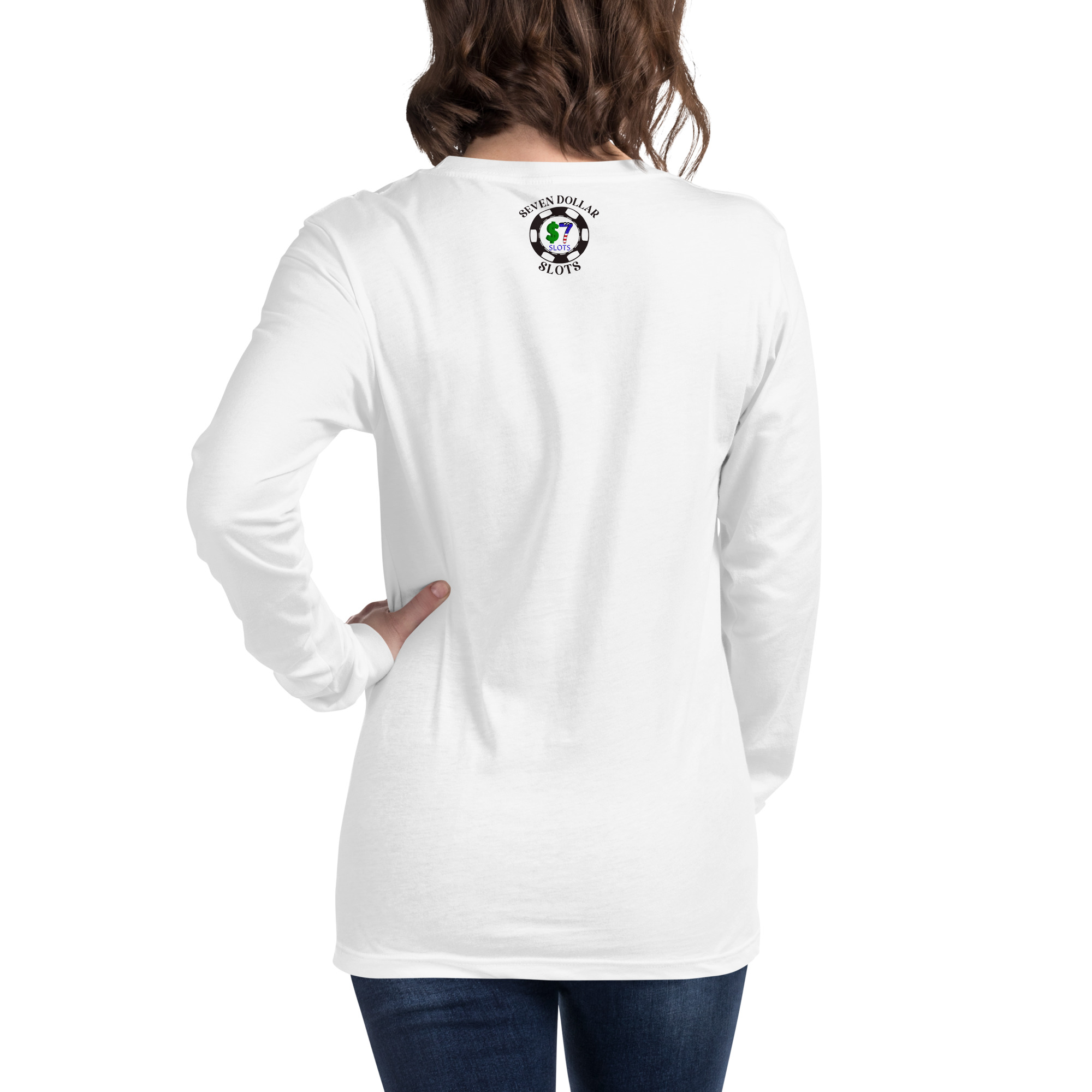 $7 Slots Poker Chip Logo Unisex Long Sleeve Tee - Image 6